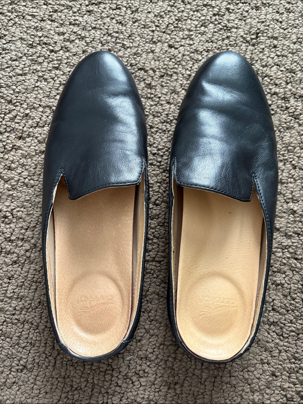 Dansko Black Leather Slip-On Loafers